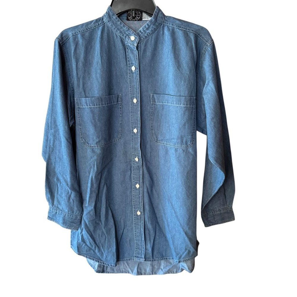 1990s Erika & Company Denim, Classic Collared Neck, Button Closure Shirt